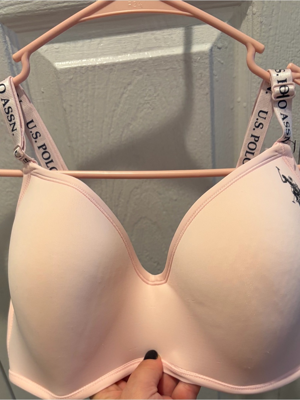 U.S. Polo Assn. Pale Pink Molded T-Shirt Bra with Branded Straps